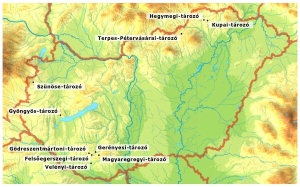 Dombvidéki tározók Magyarország területén_térkép